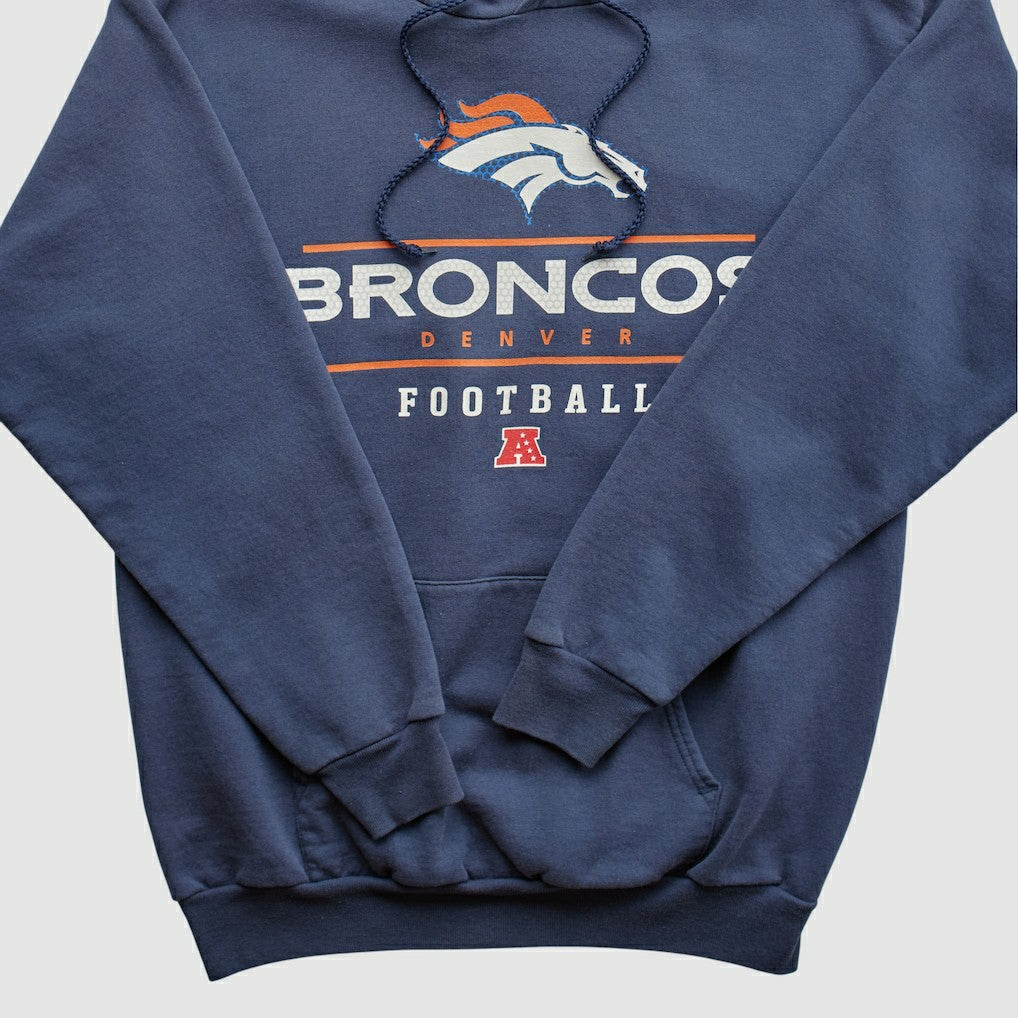 Denver Broncos NFL 2000s Hooded Pullover Sweatshirt - Navy Vintage cheap