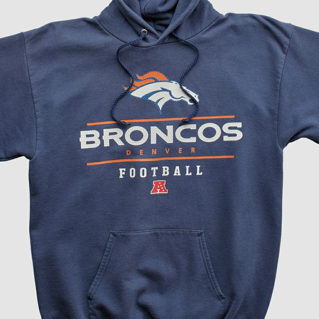 Denver Broncos NFL 2000s Hooded Pullover Sweatshirt - Navy Vintage cheap