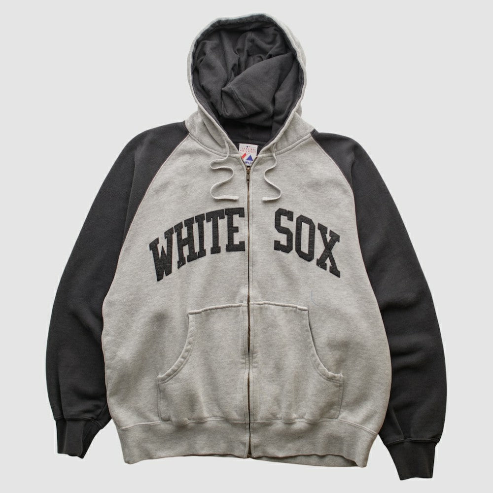 Chicago White Sox Majestic 2000s Hooded Full Zip Sweatshirt - Heather Gray Vintage