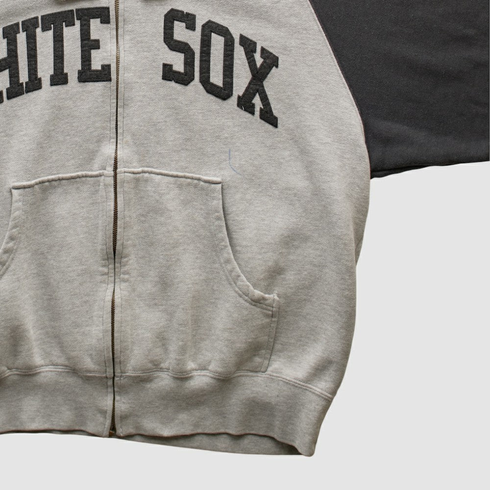 Chicago White Sox Majestic 2000s Hooded Full Zip Sweatshirt - Heather Gray Vintage
