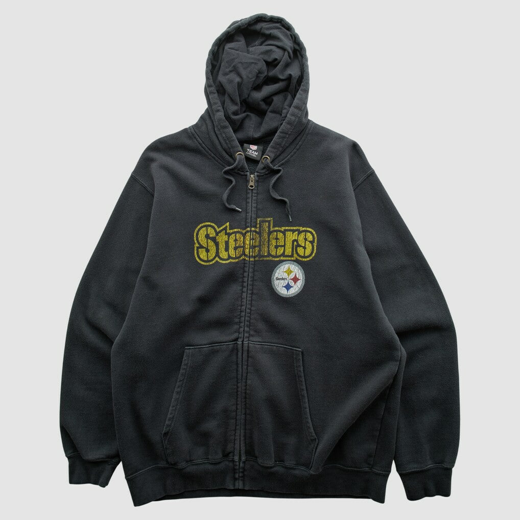 Pittsburgh Steelers NFL 2010s Hooded Full Zip Sweatshirt - Black Vintage online