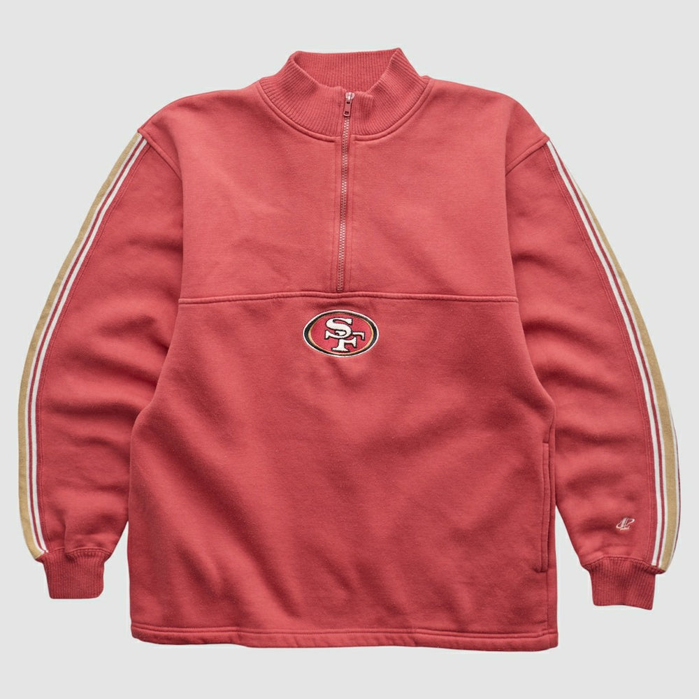 San Francisco 49ers NFL 2000s 1/4 Zip Sweatshirt - Red Vintage on sale
