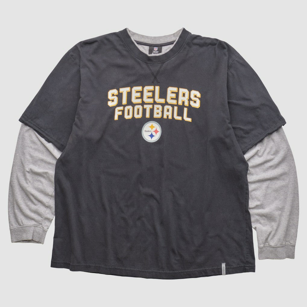 Pittsburgh Steelers Reebok 2010s Long Sleeve T-shirt - Black Vintage on sale