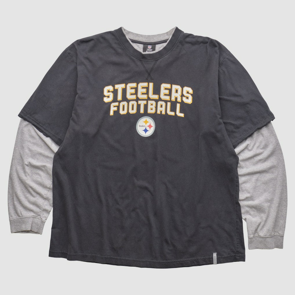 Pittsburgh Steelers Reebok 2010s Long Sleeve T-shirt - Black Vintage on sale