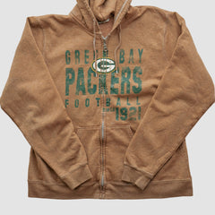 Green Bay Packers NFL 2000s Hooded Full Zip Sweatshirt - Tan Vintage on sale