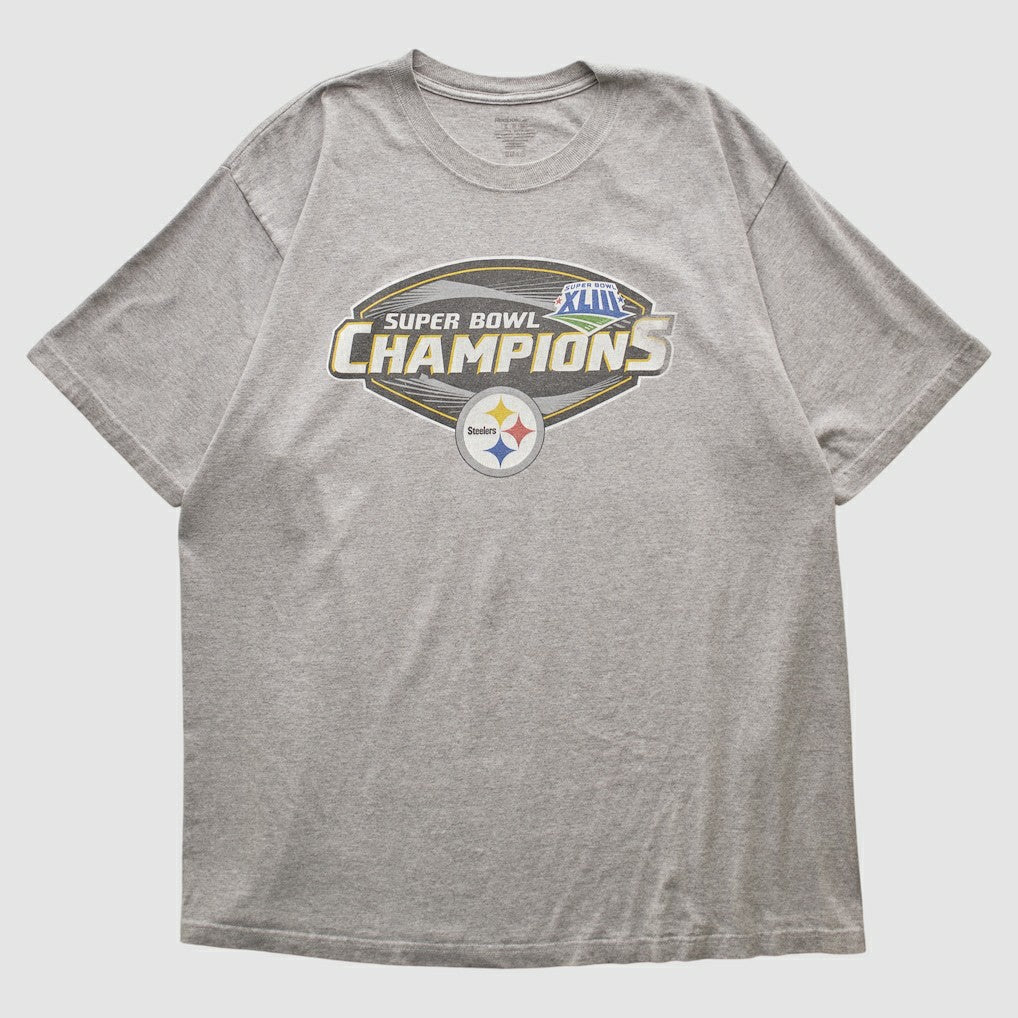 Pittsburgh Steelers Reebok 2009 T-shirt - Heather Gray Vintage sale