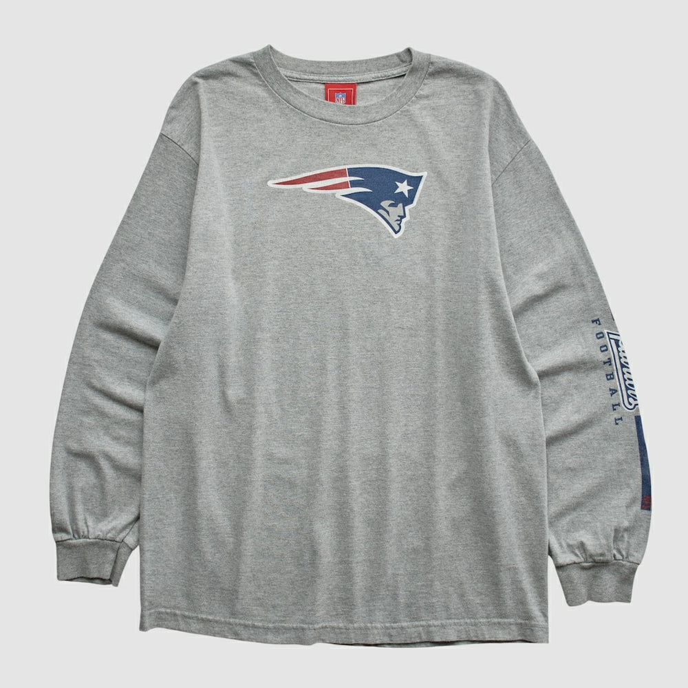 New England Patriots NFL 2000s Long Sleeve T-shirt - Heather Gray Vintage cheap