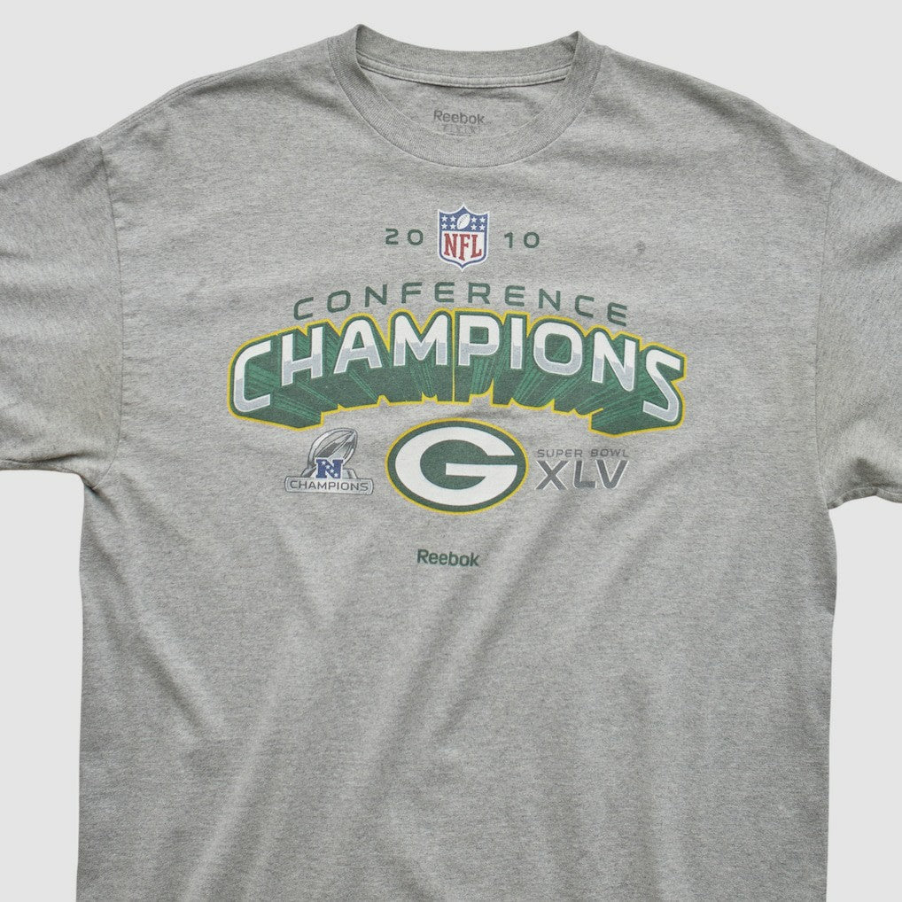 Green Bay Packers Reebok 2010 T-shirt - Heather Gray Vintage outlet