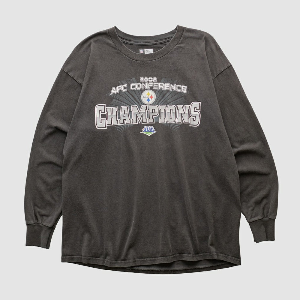 Pittsburgh Steelers NFL 2008 Long Sleeve T-shirt - Black Vintage discount