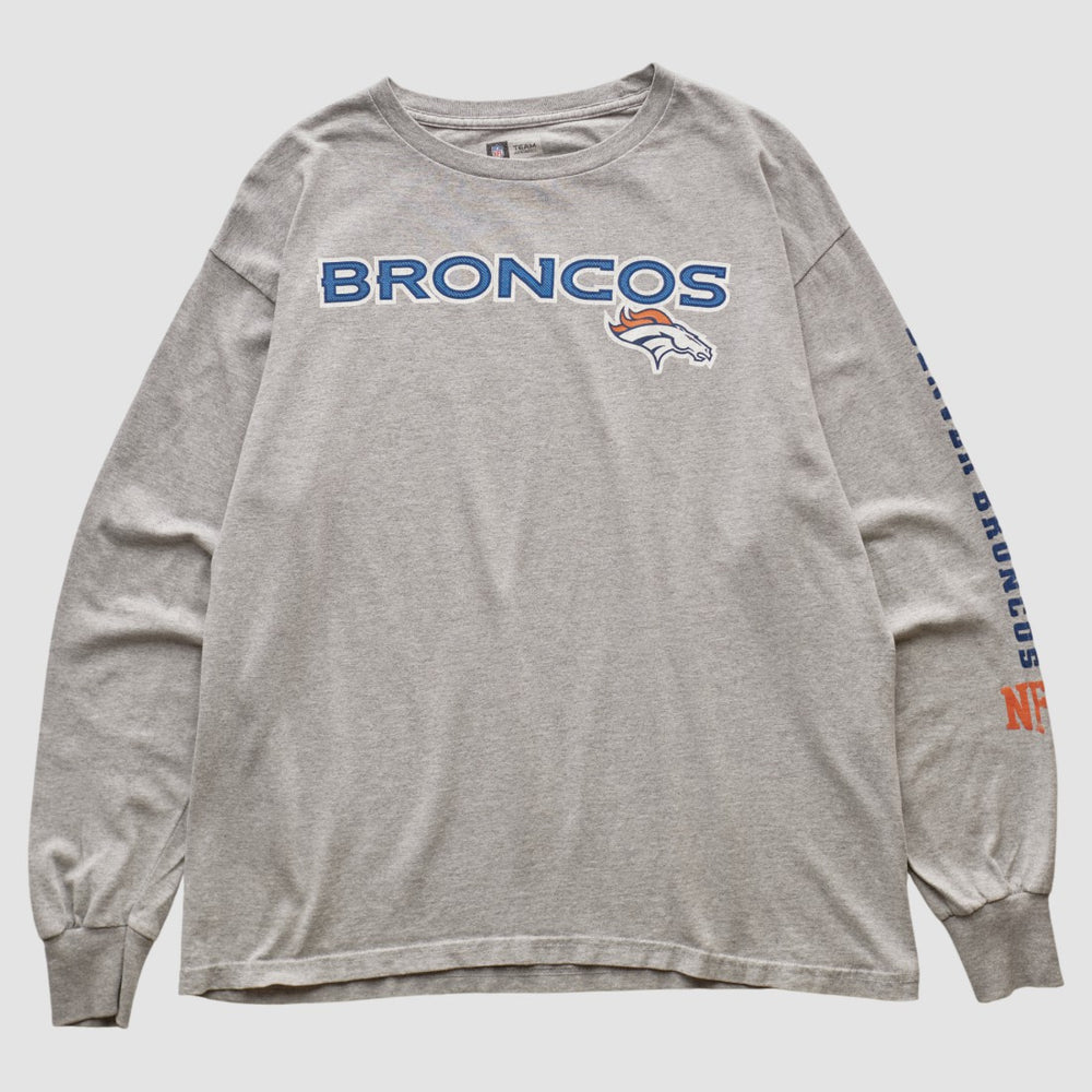 Denver Broncos NFL 2000s Long Sleeve T-shirt - Heather Gray Vintage online