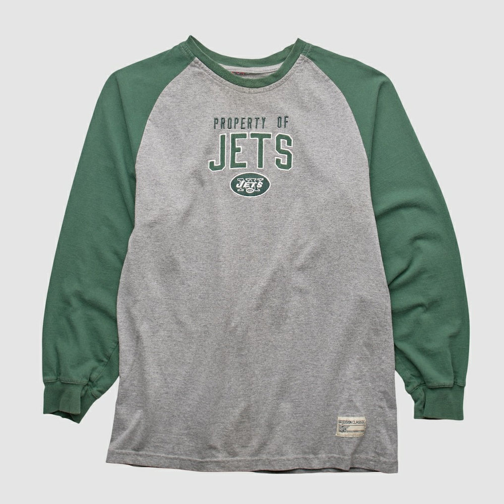 New York Jets NFL 2000s Long Sleeve T-shirt - Heather Gray Vintage on sale