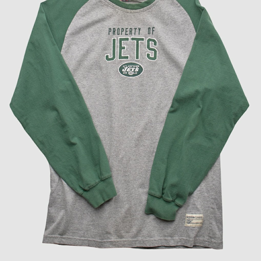 New York Jets NFL 2000s Long Sleeve T-shirt - Heather Gray Vintage on sale