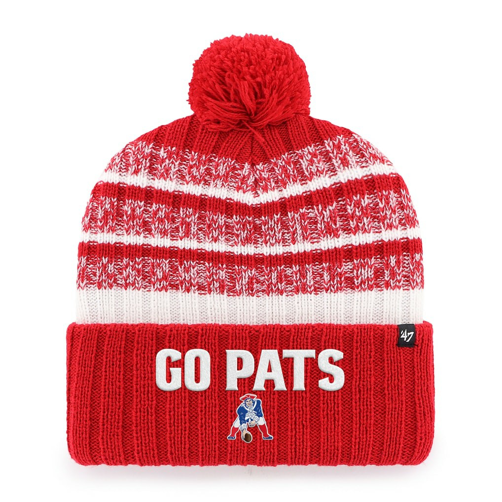 New England Patriots '47 Local Cuffed Knit Hat with Pom - Red discount