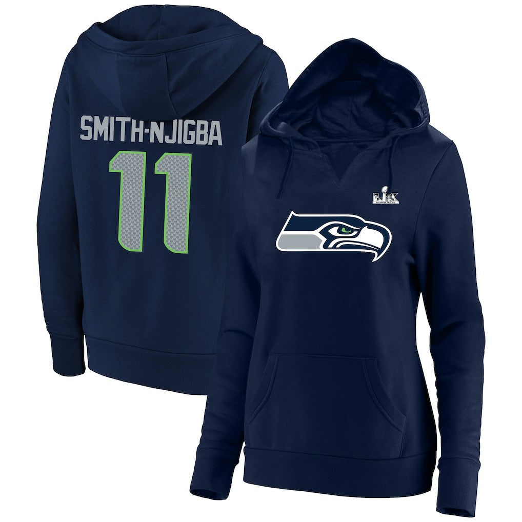 Jaxon Smith-Njigba Seattle Seahawks Women's Super Bowl LX Champions Plus Size Name & Number Fleece Hoodie - College Navy cheap
