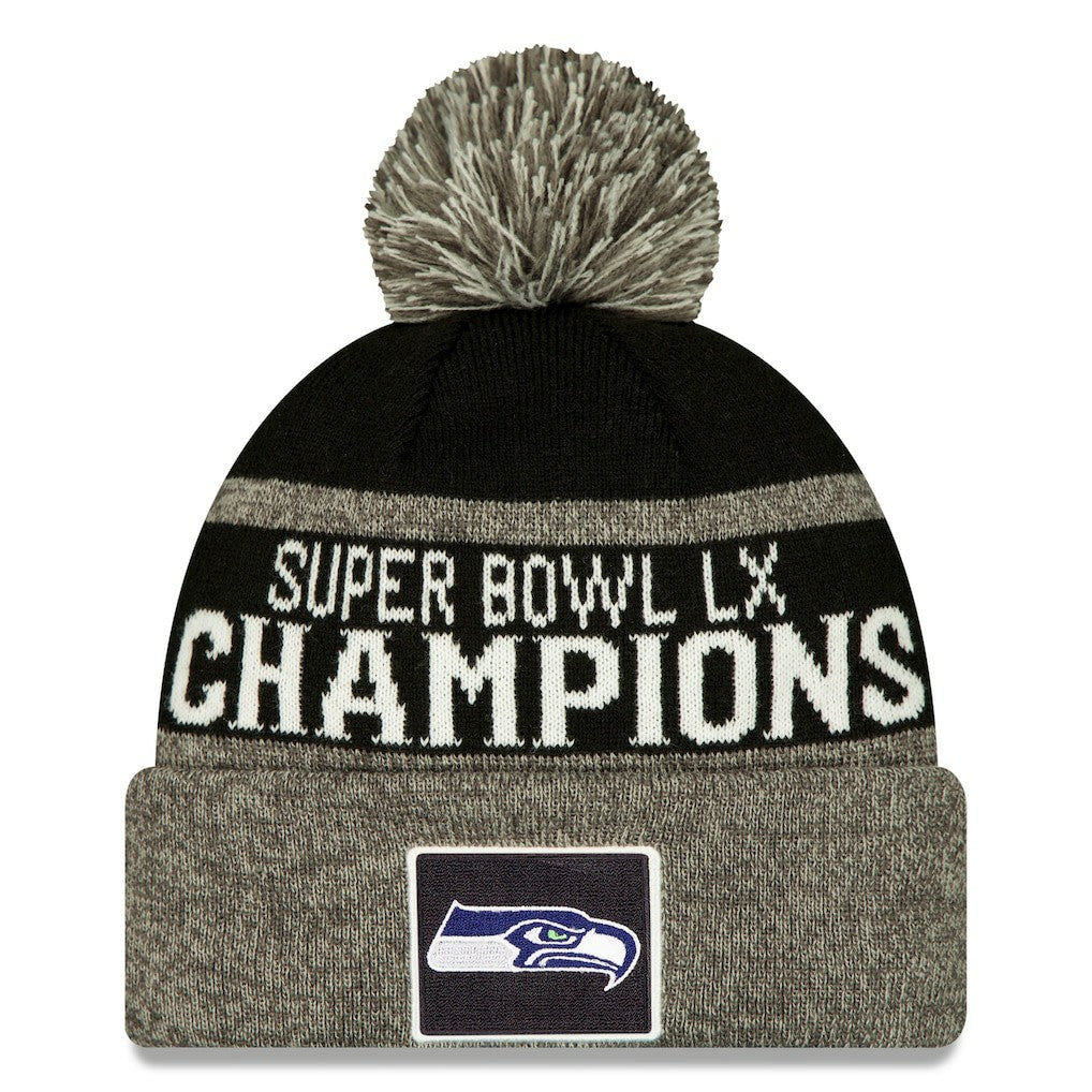 Seattle Seahawks New Era Super Bowl LX Champions Parade Cuffed Knit Hat with Pom - Black sale