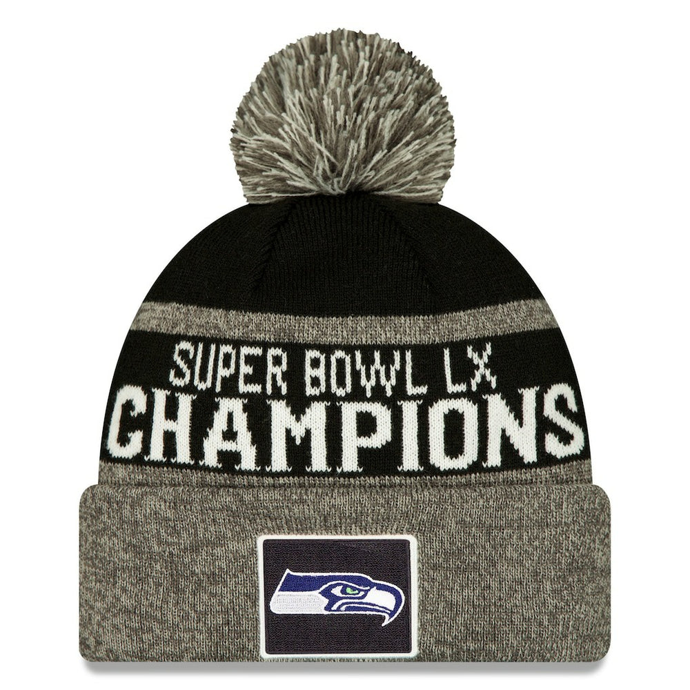 Seattle Seahawks New Era Super Bowl LX Champions Parade Cuffed Knit Hat with Pom - Black sale
