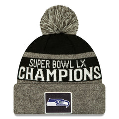 Seattle Seahawks New Era Super Bowl LX Champions Parade Cuffed Knit Hat with Pom - Black sale