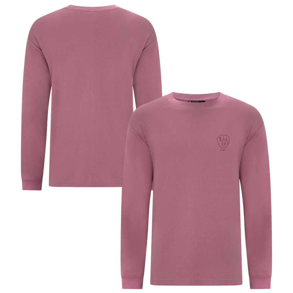 Milwaukee Brewers Levelwear Bridal Rose Luxe Signature Long Sleeve T-Shirt - Pink