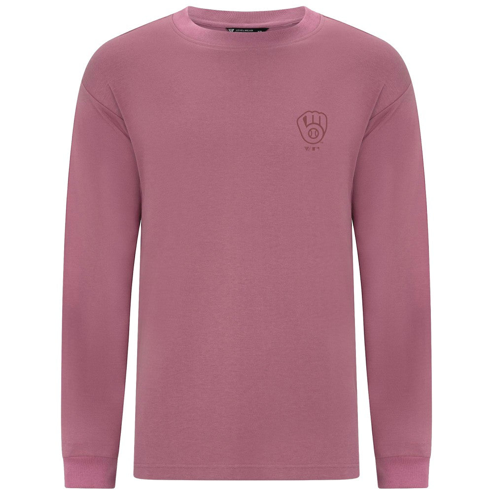 Milwaukee Brewers Levelwear Bridal Rose Luxe Signature Long Sleeve T-Shirt - Pink
