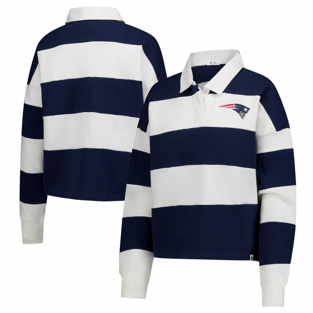 New England Patriots '47 Women's Clubhouse Hall Raven Rugby Long Sleeve T-Shirt - Navy/White discount