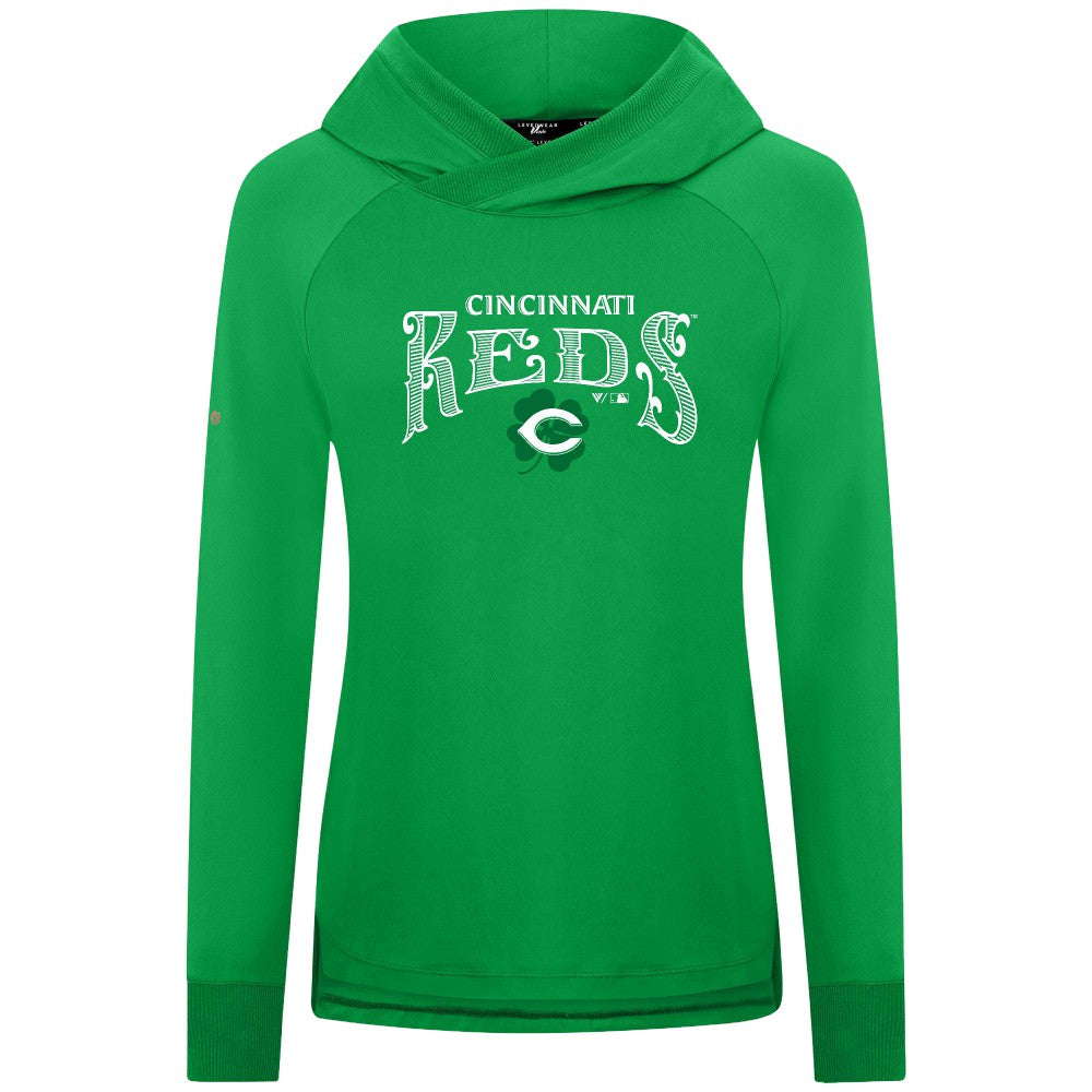 Cincinnati Reds Levelwear Women's St. Patrick's Day Slender Raglan Hoodie - Green
