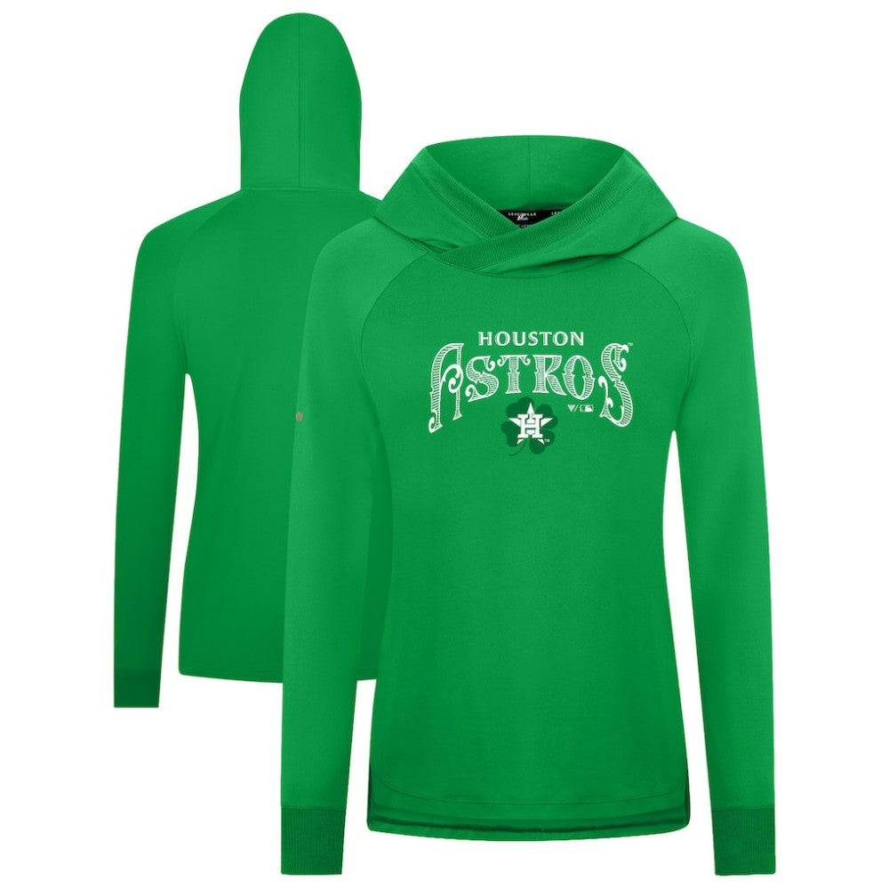 Houston Astros Levelwear Women's St. Patrick's Day Slender Raglan Hoodie - Green