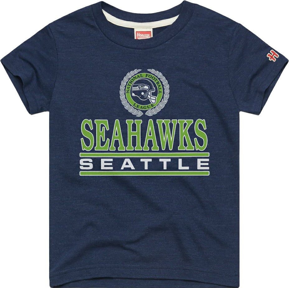 Seattle Seahawks Homage Youth Crest Tri-Blend T-Shirt - College Navy outlet