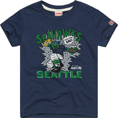 Leonardo Seattle Seahawks Homage Youth TMNT Tri-Blend T-Shirt - College Navy on sale