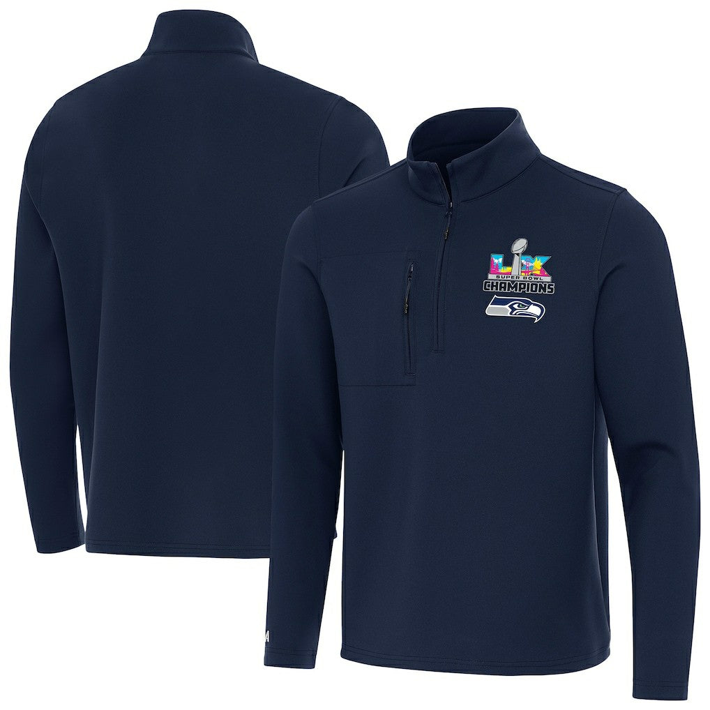 Seattle Seahawks Antigua Super Bowl LX Champions Insider Quarter-Zip Pullover - College Navy outlet