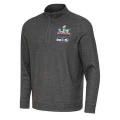 Seattle Seahawks Antigua Super Bowl LX Champions Subtle Quarter-Zip Pullover - Black cheap