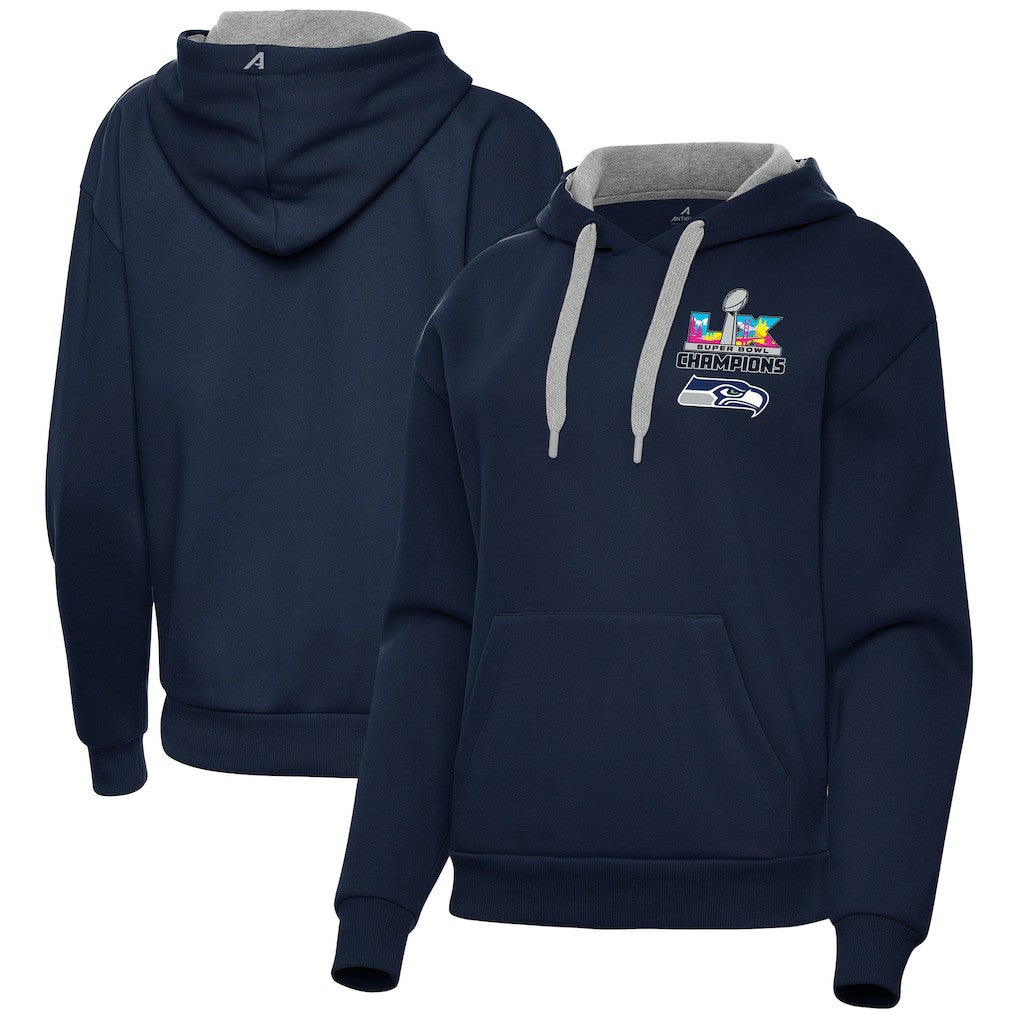 Seattle Seahawks Antigua Women's Super Bowl LX Champions Victory Hoodie - College Navy discount