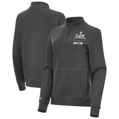 Seattle Seahawks Antigua Women's Super Bowl LX Champions Crush Quarter-Zip Pullover - Charcoal discount