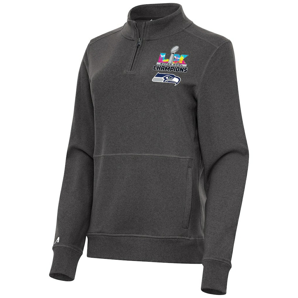 Seattle Seahawks Antigua Women's Super Bowl LX Champions Crush Quarter-Zip Pullover - Charcoal discount
