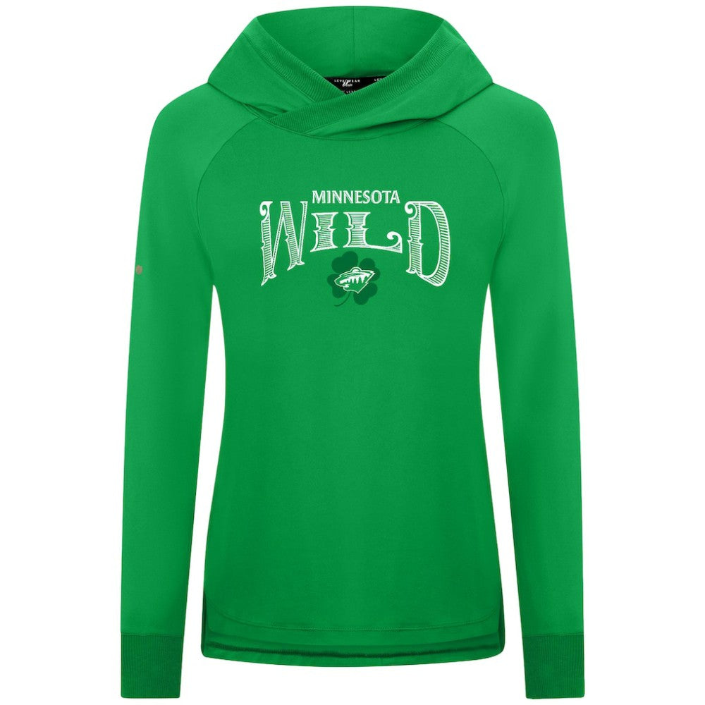 Minnesota Wild Levelwear Women's St. Patrick's Day Slender Raglan Hoodie Kelly Green