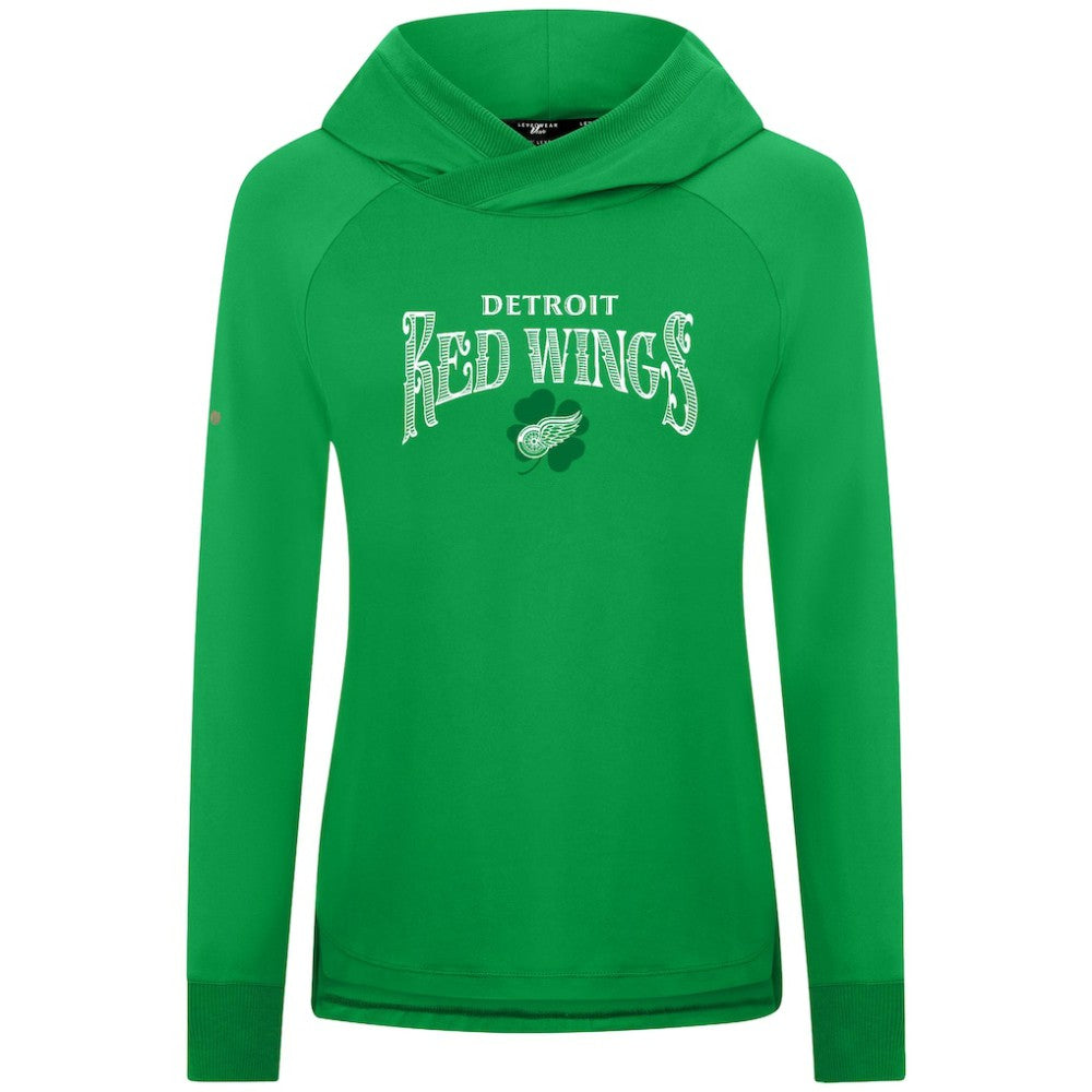 Detroit Red Wings Levelwear Women's St. Patrick's Day Slender Raglan Hoodie Kelly Green