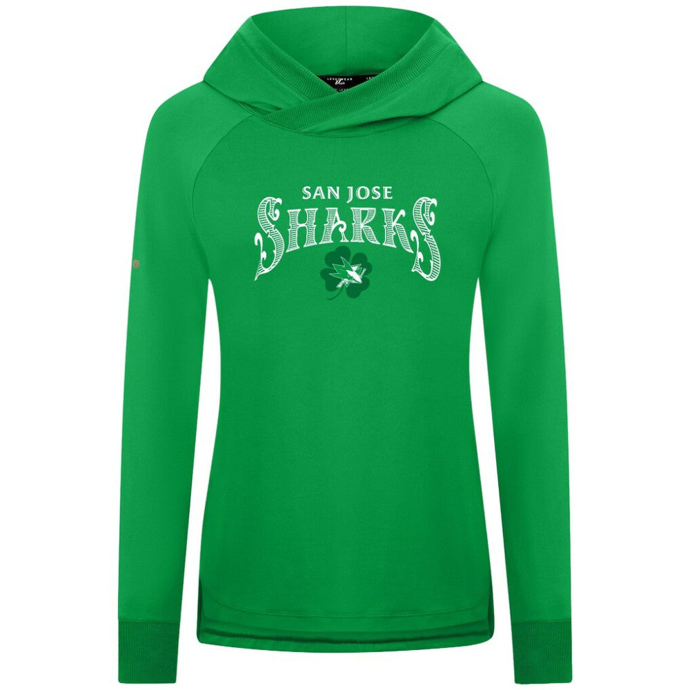 San Jose Sharks Levelwear Women's St. Patrick's Day Slender Raglan Hoodie Kelly Green