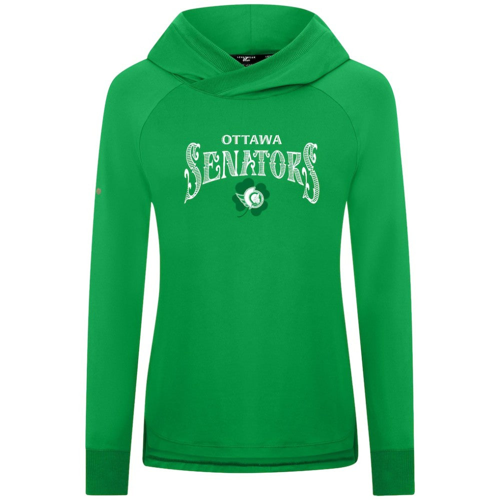 Ottawa Senators Levelwear Women's St. Patrick's Day Slender Raglan Hoodie Kelly Green