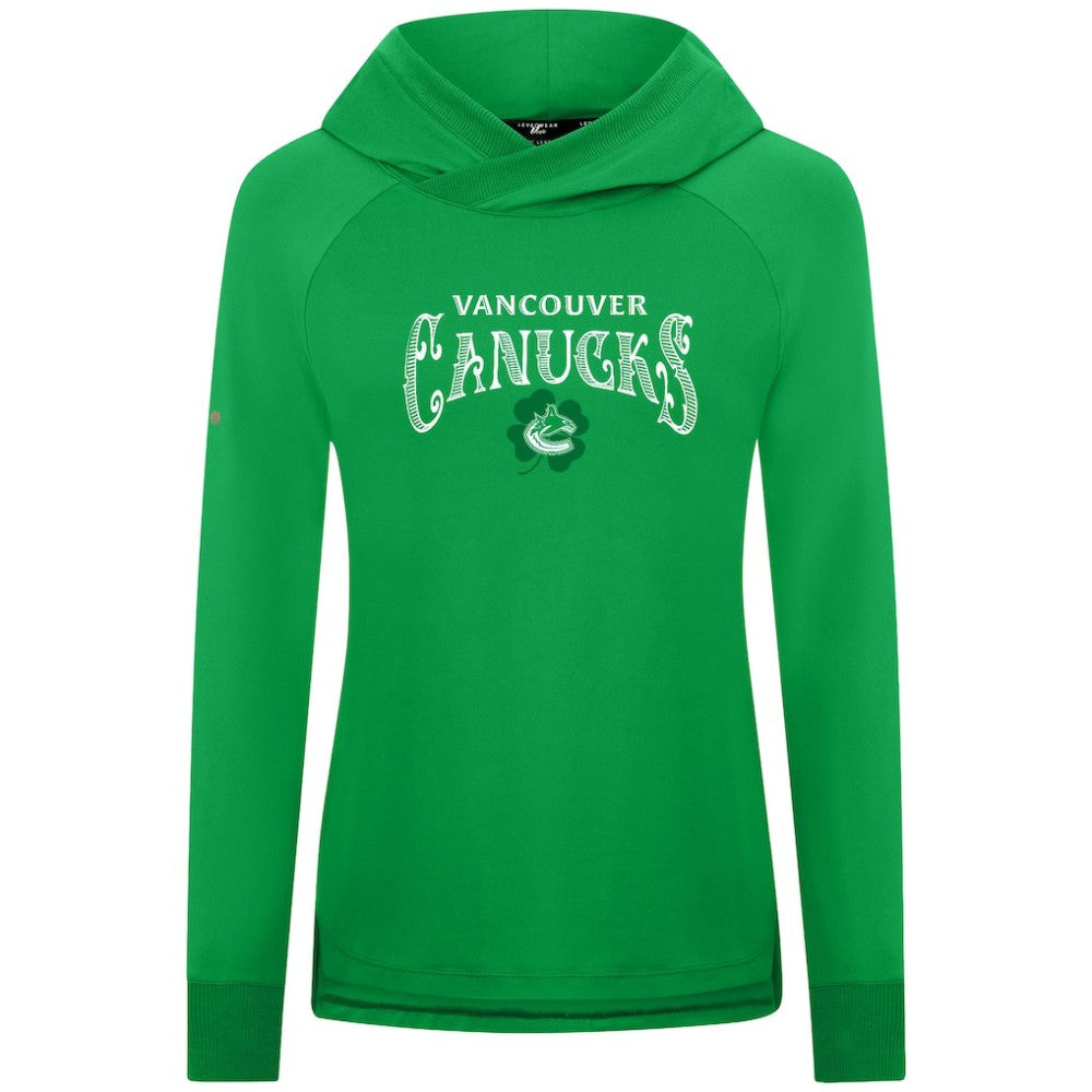 Vancouver Canucks Levelwear Women's St. Patrick's Day Slender Raglan Hoodie Kelly Green