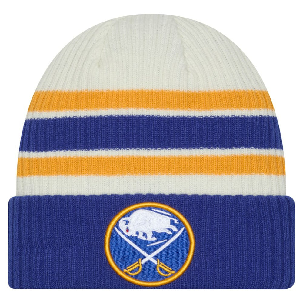 Buffalo Sabres New Era Vintage Cuffed Knit Hat Cream/Royal