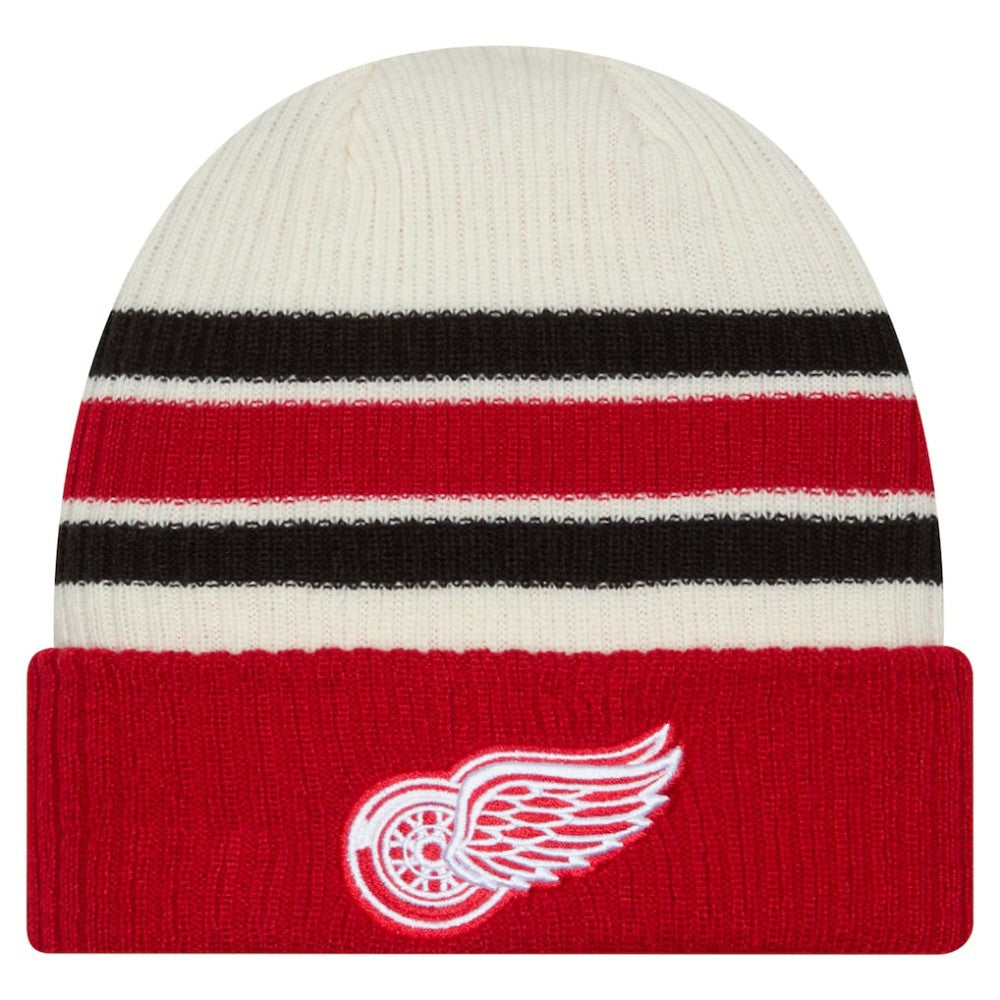 Detroit Red Wings New Era Vintage Cuffed Knit Hat Cream/Red