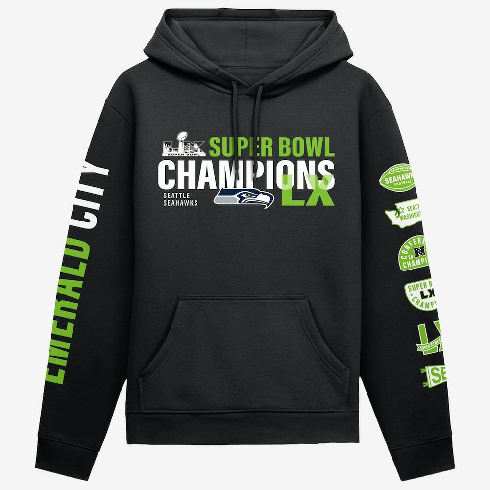 Seattle Seahawks Super Bowl LX Champions Four Piece Hoodie - Black outlet