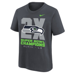 Seattle Seahawks Youth Two-Time Super Bowl Champions Multi-Champs T-Shirt - Anthracite | Nike discount
