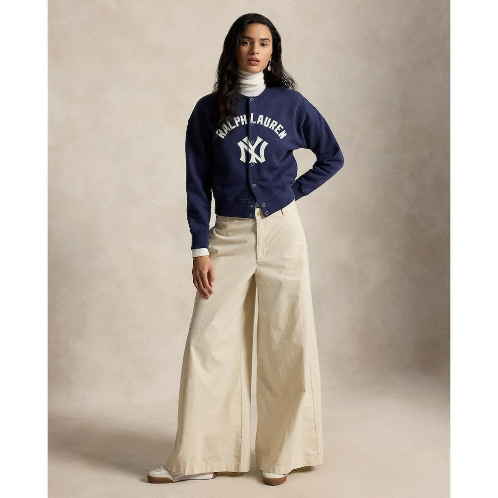 Yankees Polo Ralph Lauren Women's Seasonal Knit Full-Snap Cardigan - Navy