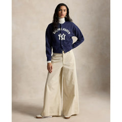 Yankees Polo Ralph Lauren Women's Seasonal Knit Full-Snap Cardigan - Navy
