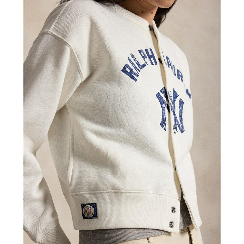 Yankees Polo Ralph Lauren Women's Seasonal Knit Full-Snap Cardigan - White