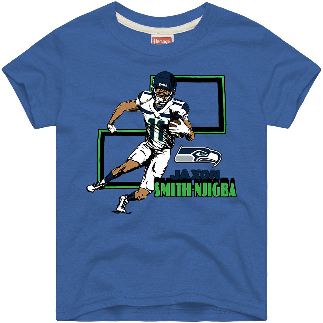 Jaxon Smith-Njigba Seattle Seahawks Homage Youth Draft Tri-Blend T-Shirt - Royal outlet