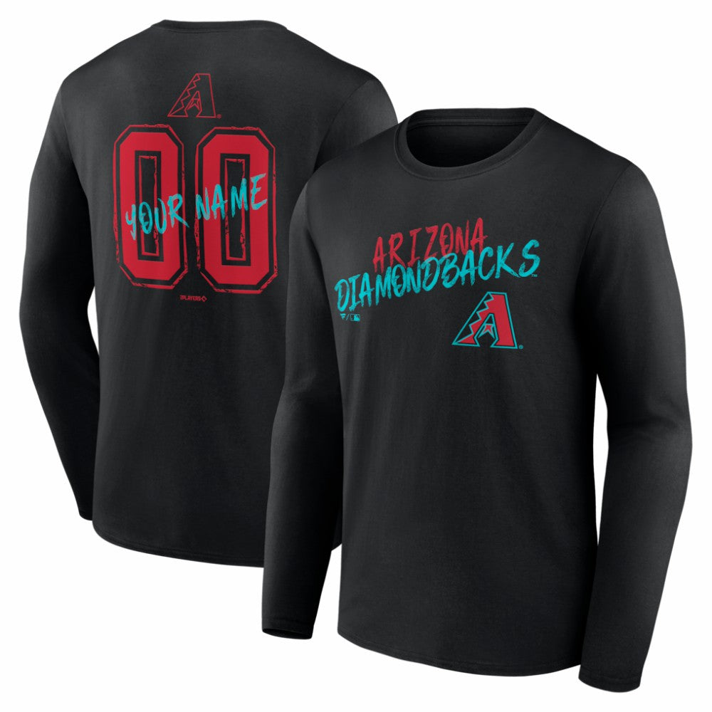 Arizona Diamondbacks  Hustle Personalized Name & Number Long Sleeve T-Shirt - Black