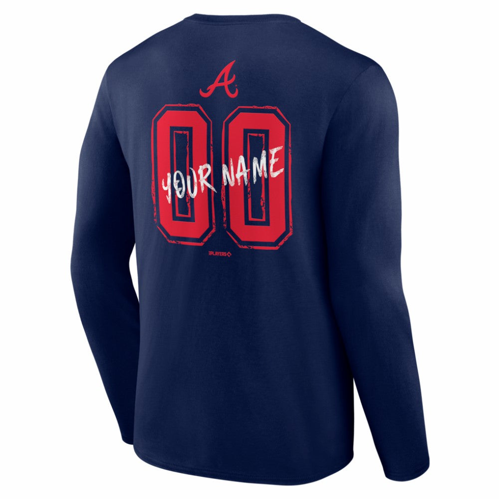 Atlanta Braves  Hustle Personalized Name & Number Long Sleeve T-Shirt - Navy