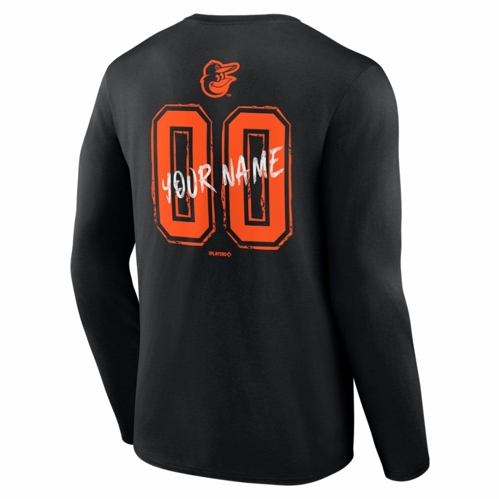 Baltimore Orioles  Hustle Personalized Name & Number Long Sleeve T-Shirt - Black