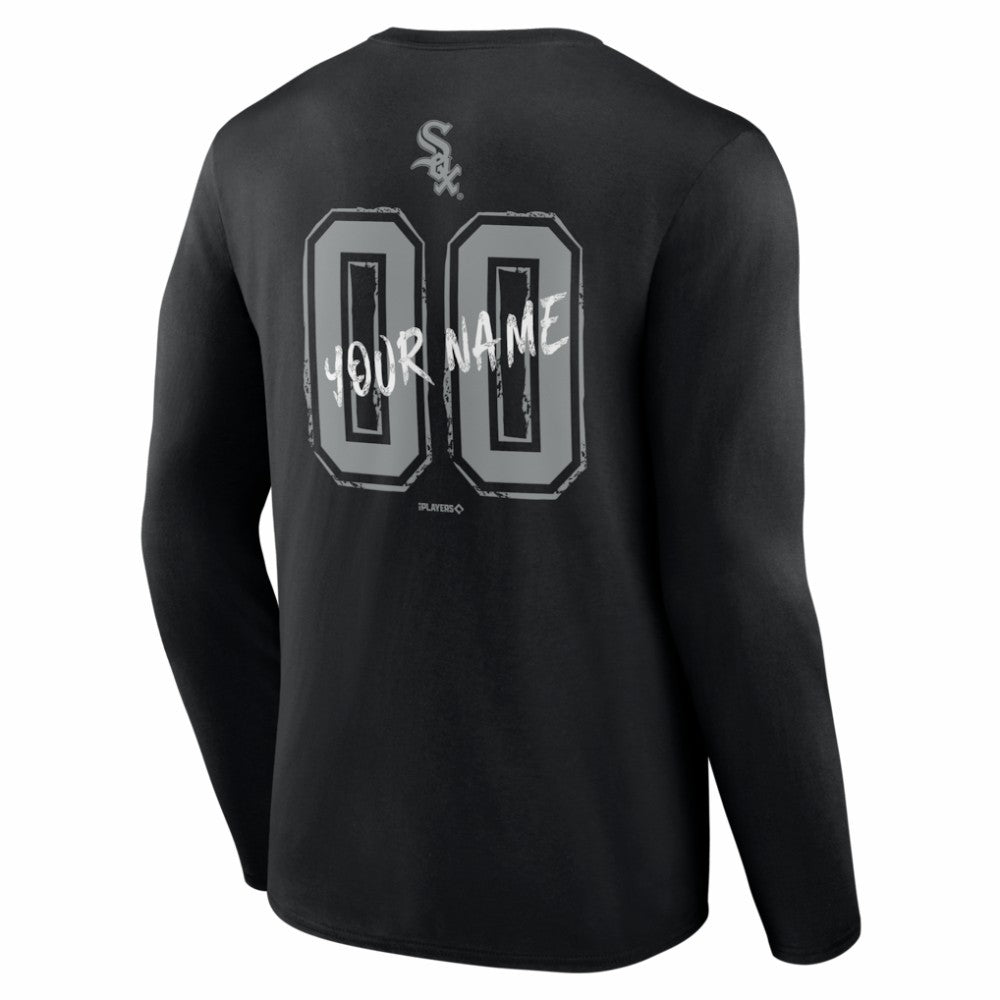Chicago White Sox  Hustle Personalized Name & Number Long Sleeve T-Shirt - Black